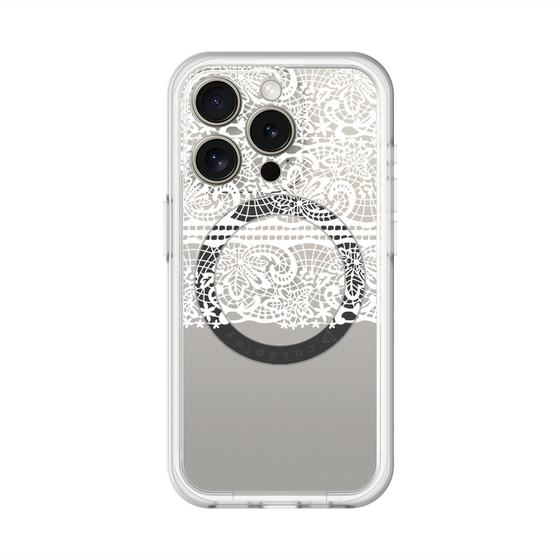 スリムプロテクションプレミアムケース with MagSafe［ LANVIN en Bleu - Lace - White ］