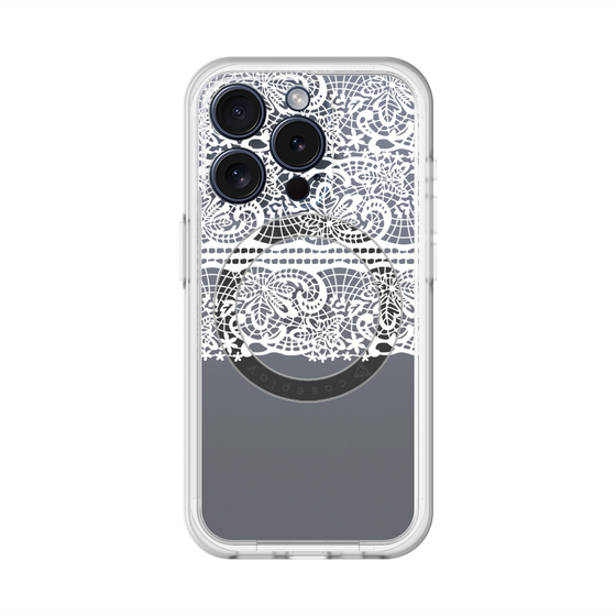 スリムプロテクションプレミアムケース with MagSafe［ LANVIN en Bleu - Lace - White ］