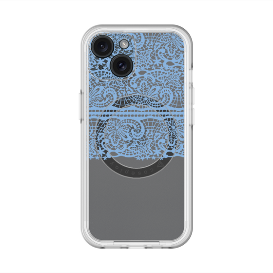 スリムプロテクションプレミアムケース with MagSafe［ LANVIN en Bleu - Lace - Blue ］