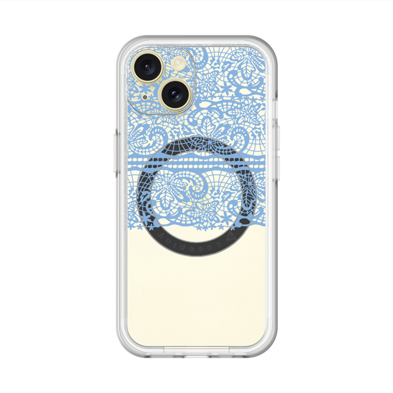 スリムプロテクションプレミアムケース with MagSafe［ LANVIN en Bleu - Lace - Blue ］
