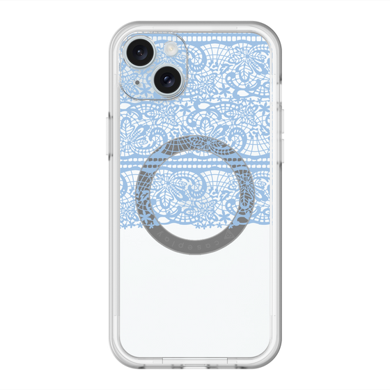 スリムプロテクションプレミアムケース with MagSafe［ LANVIN en Bleu - Lace - Blue ］