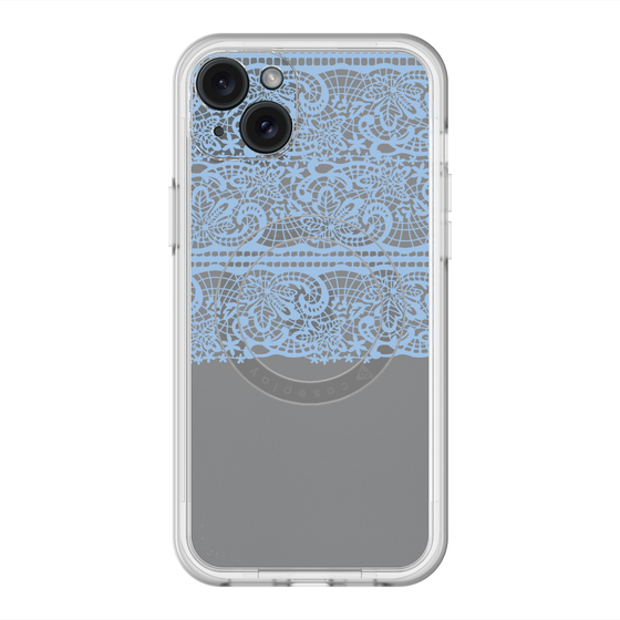 スリムプロテクションプレミアムケース with MagSafe［ LANVIN en Bleu - Lace - Blue ］