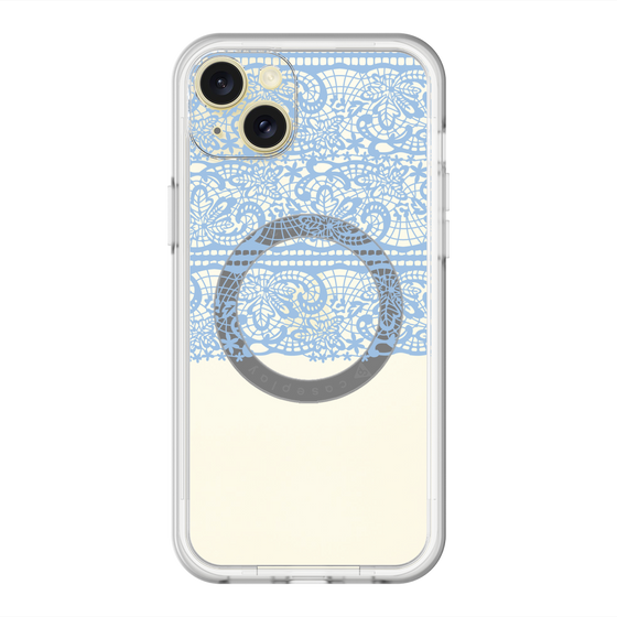 スリムプロテクションプレミアムケース with MagSafe［ LANVIN en Bleu - Lace - Blue ］