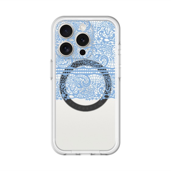 スリムプロテクションプレミアムケース with MagSafe［ LANVIN en Bleu - Lace - Blue ］