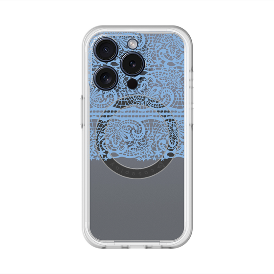 スリムプロテクションプレミアムケース with MagSafe［ LANVIN en Bleu - Lace - Blue ］