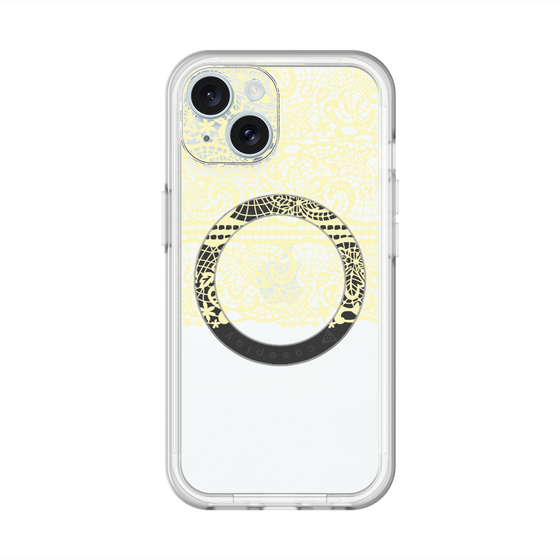 スリムプロテクションプレミアムケース with MagSafe［ LANVIN en Bleu - Lace - Yellow ］