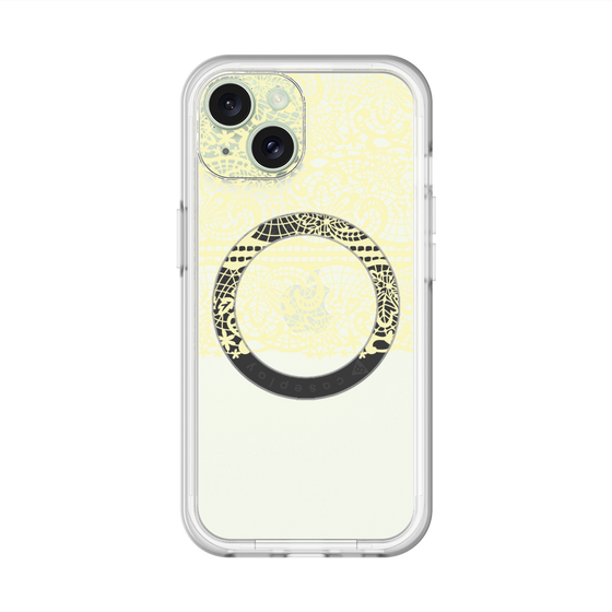 スリムプロテクションプレミアムケース with MagSafe［ LANVIN en Bleu - Lace - Yellow ］