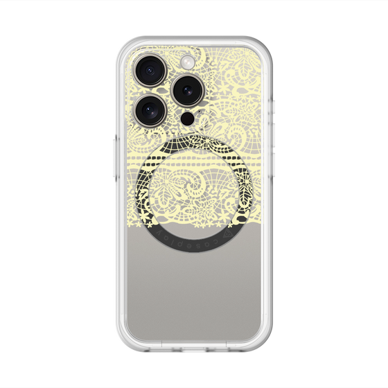 スリムプロテクションプレミアムケース with MagSafe［ LANVIN en Bleu - Lace - Yellow ］