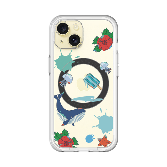 スリムプロテクションプレミアムケース with MagSafe［ DRAWING PAPER Blue ］