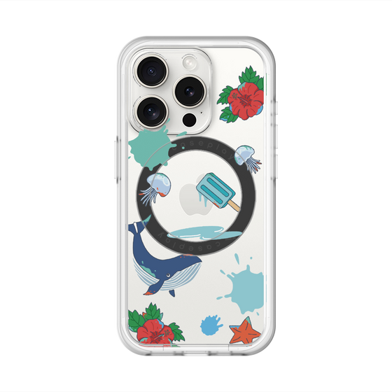 スリムプロテクションプレミアムケース with MagSafe［ DRAWING PAPER Blue ］