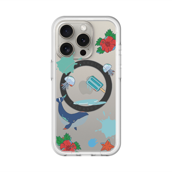 スリムプロテクションプレミアムケース with MagSafe［ DRAWING PAPER Blue ］