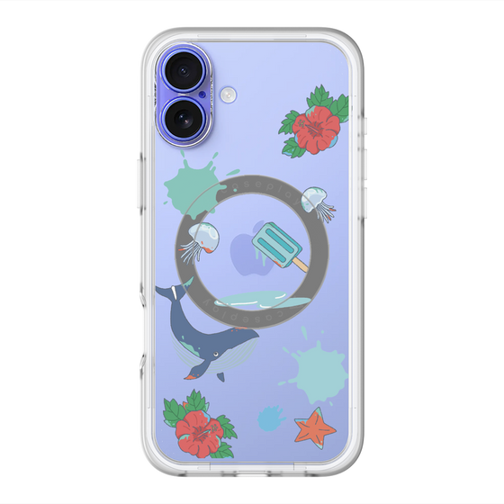 スリムプロテクションプレミアムケース with MagSafe［ DRAWING PAPER Blue ］