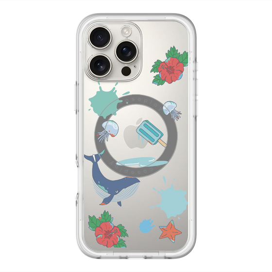 スリムプロテクションプレミアムケース with MagSafe［ DRAWING PAPER Blue ］