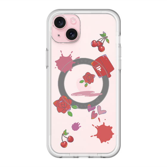 スリムプロテクションプレミアムケース with MagSafe［ DRAWING PAPER Red ］