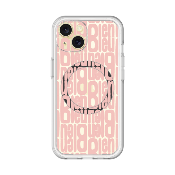 スリムプロテクションプレミアムケース with MagSafe［ LANVIN en Bleu - Logo Pattern - Pink ］