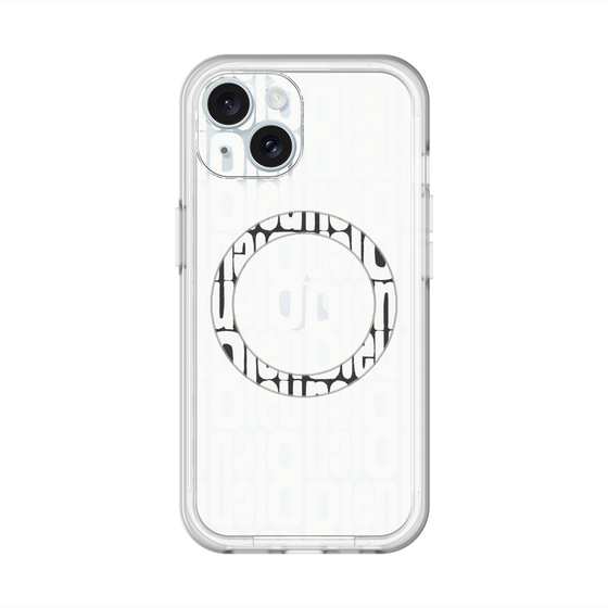 スリムプロテクションプレミアムケース with MagSafe［ LANVIN en Bleu - Logo Pattern - White ］