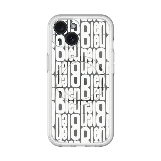 スリムプロテクションプレミアムケース with MagSafe［ LANVIN en Bleu - Logo Pattern - White ］