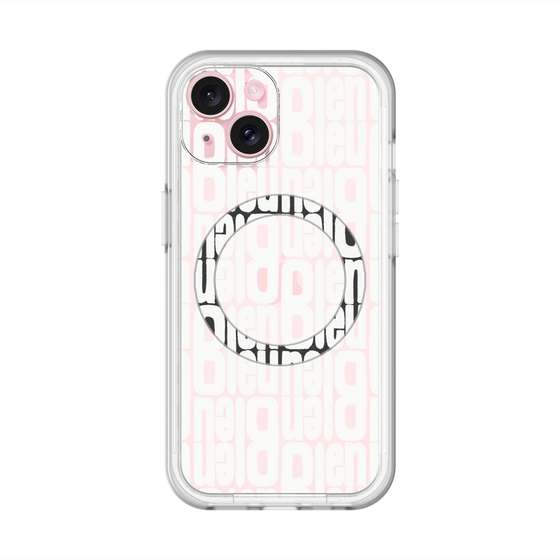 スリムプロテクションプレミアムケース with MagSafe［ LANVIN en Bleu - Logo Pattern - White ］
