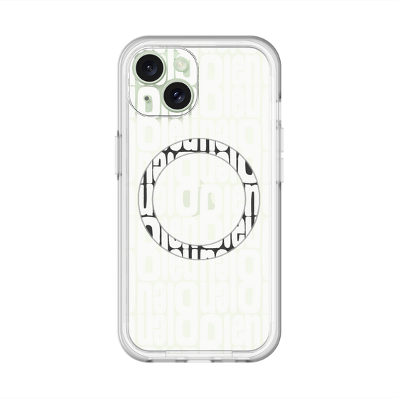 スリムプロテクションプレミアムケース with MagSafe［ LANVIN en Bleu - Logo Pattern - White ］