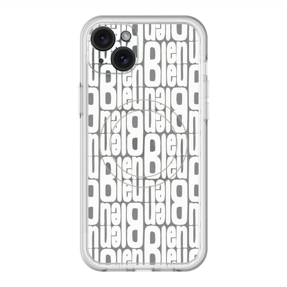 スリムプロテクションプレミアムケース with MagSafe［ LANVIN en Bleu - Logo Pattern - White ］