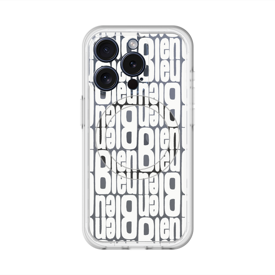 スリムプロテクションプレミアムケース with MagSafe［ LANVIN en Bleu - Logo Pattern - White ］