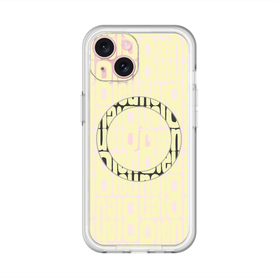 スリムプロテクションプレミアムケース with MagSafe［ LANVIN en Bleu - Logo Pattern - Yellow ］