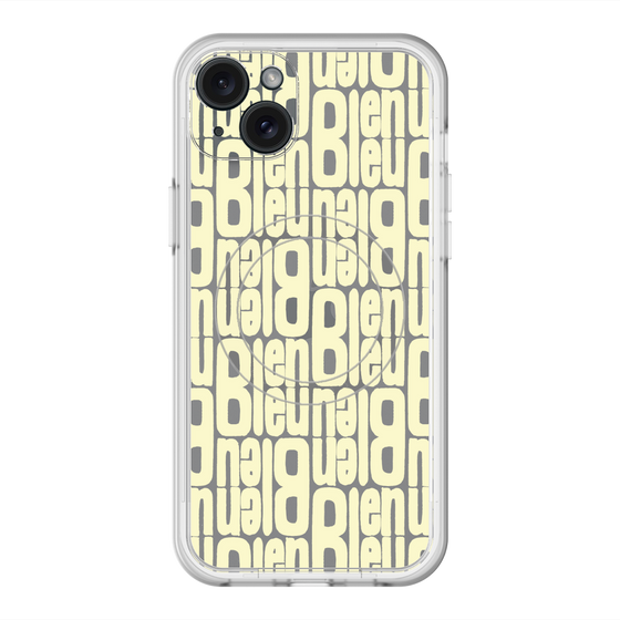 スリムプロテクションプレミアムケース with MagSafe［ LANVIN en Bleu - Logo Pattern - Yellow ］