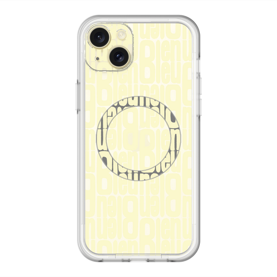 スリムプロテクションプレミアムケース with MagSafe［ LANVIN en Bleu - Logo Pattern - Yellow ］