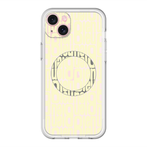 スリムプロテクションプレミアムケース with MagSafe［ LANVIN en Bleu - Logo Pattern - Yellow ］