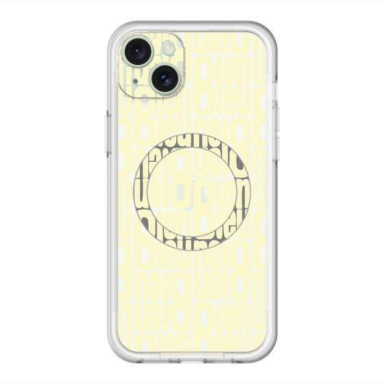 スリムプロテクションプレミアムケース with MagSafe［ LANVIN en Bleu - Logo Pattern - Yellow ］