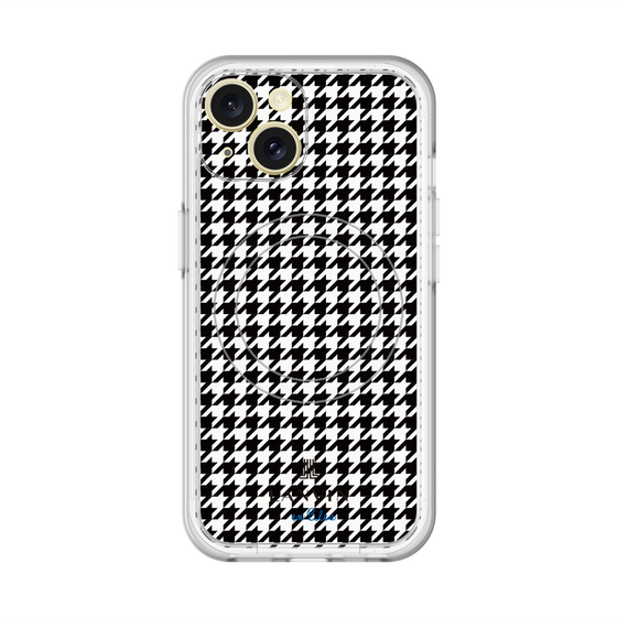 スリムプロテクションプレミアムケース with MagSafe［ Houndstooth Pattern Black with LANVIN en Bleu logo- ランバン 千鳥格子柄 ブラック ］
