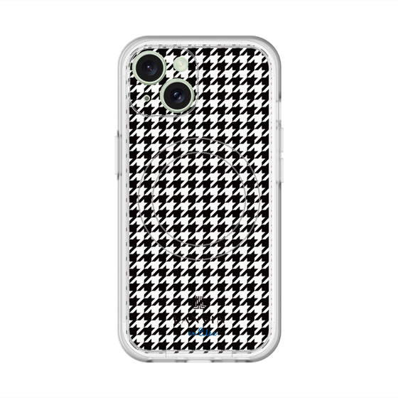 スリムプロテクションプレミアムケース with MagSafe［ Houndstooth Pattern Black with LANVIN en Bleu logo- ランバン 千鳥格子柄 ブラック ］
