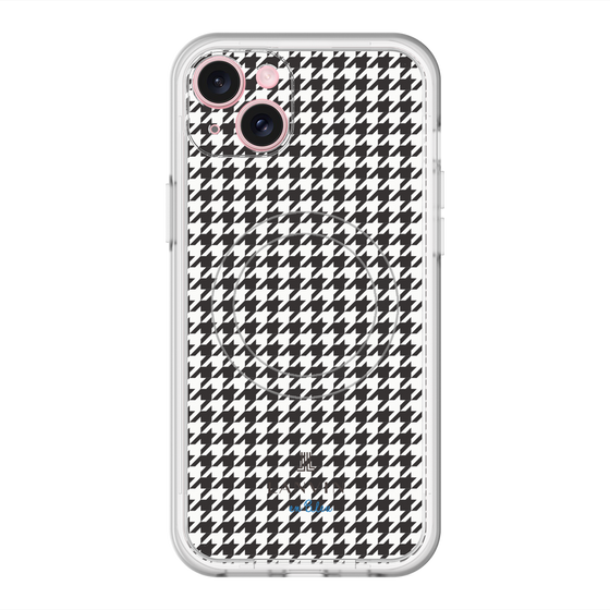 スリムプロテクションプレミアムケース with MagSafe［ Houndstooth Pattern Black with LANVIN en Bleu logo- ランバン 千鳥格子柄 ブラック ］