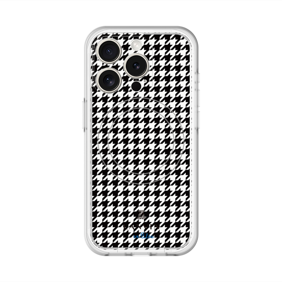 スリムプロテクションプレミアムケース with MagSafe［ Houndstooth Pattern Black with LANVIN en Bleu logo- ランバン 千鳥格子柄 ブラック ］