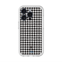 スリムプロテクションプレミアムケース with MagSafe［ Houndstooth Pattern Black with LANVIN en Bleu logo- ランバン 千鳥格子柄 ブラック ］