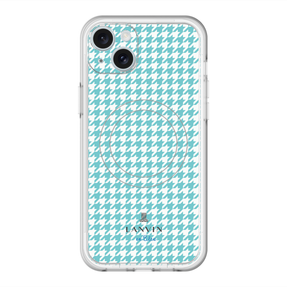 スリムプロテクションプレミアムケース with MagSafe［ Houndstooth Pattern Blue with LANVIN en Bleu logo- ランバン 千鳥格子柄 ブルー ］