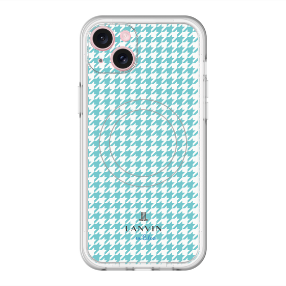 スリムプロテクションプレミアムケース with MagSafe［ Houndstooth Pattern Blue with LANVIN en Bleu logo- ランバン 千鳥格子柄 ブルー ］