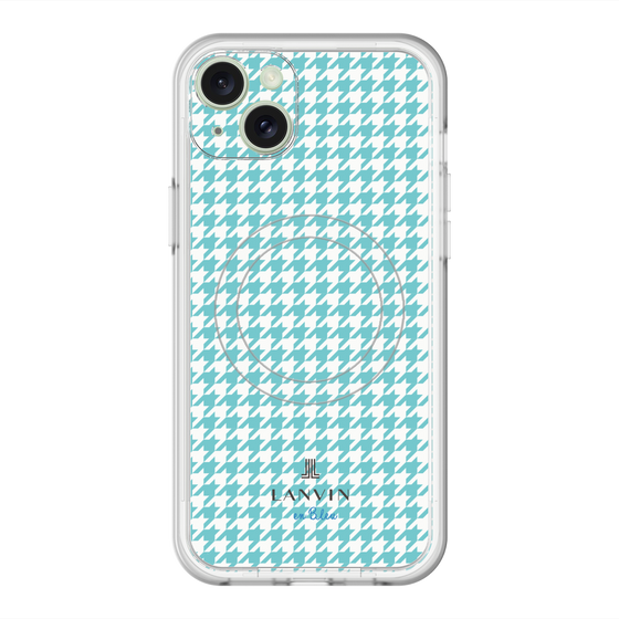 スリムプロテクションプレミアムケース with MagSafe［ Houndstooth Pattern Blue with LANVIN en Bleu logo- ランバン 千鳥格子柄 ブルー ］