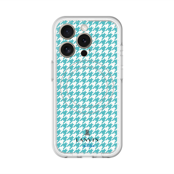 スリムプロテクションプレミアムケース with MagSafe［ Houndstooth Pattern Blue with LANVIN en Bleu logo- ランバン 千鳥格子柄 ブルー ］