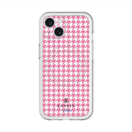 スリムプロテクションプレミアムケース with MagSafe［ Houndstooth Pattern Pink with LANVIN en Bleu logo- ランバン 千鳥格子柄 ピンク ］