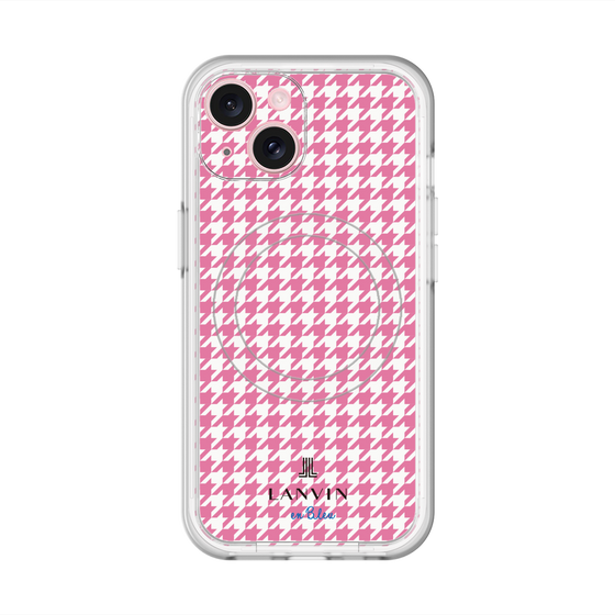 スリムプロテクションプレミアムケース with MagSafe［ Houndstooth Pattern Pink with LANVIN en Bleu logo- ランバン 千鳥格子柄 ピンク ］