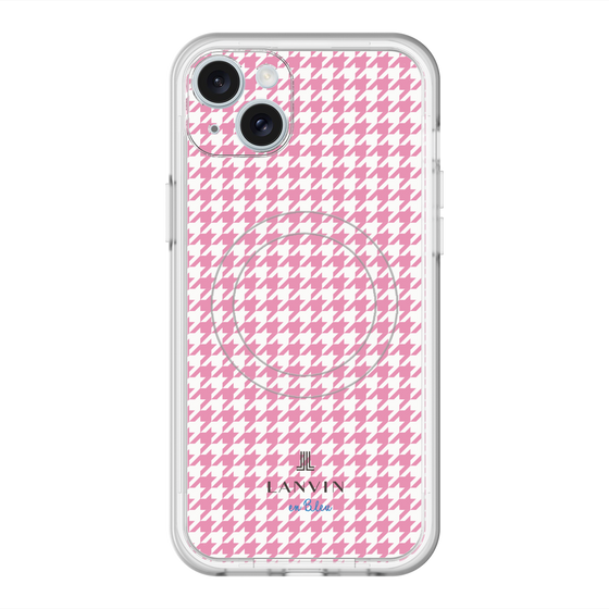スリムプロテクションプレミアムケース with MagSafe［ Houndstooth Pattern Pink with LANVIN en Bleu logo- ランバン 千鳥格子柄 ピンク ］