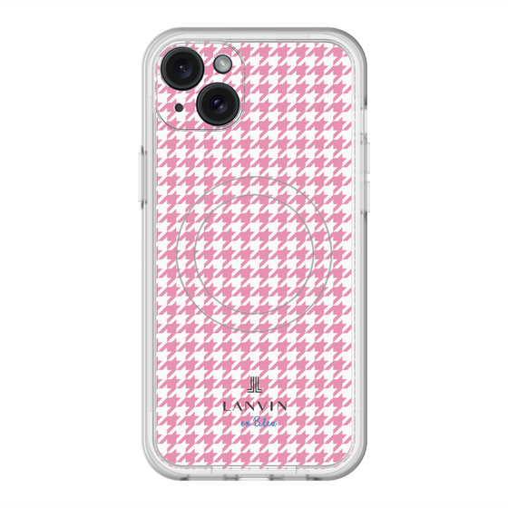 スリムプロテクションプレミアムケース with MagSafe［ Houndstooth Pattern Pink with LANVIN en Bleu logo- ランバン 千鳥格子柄 ピンク ］