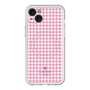 スリムプロテクションプレミアムケース with MagSafe［ Houndstooth Pattern Pink with LANVIN en Bleu logo- ランバン 千鳥格子柄 ピンク ］