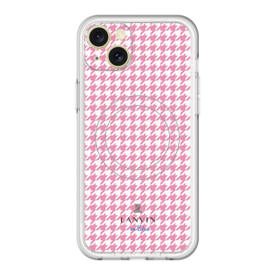 スリムプロテクションプレミアムケース with MagSafe［ Houndstooth Pattern Pink with LANVIN en Bleu logo- ランバン 千鳥格子柄 ピンク ］
