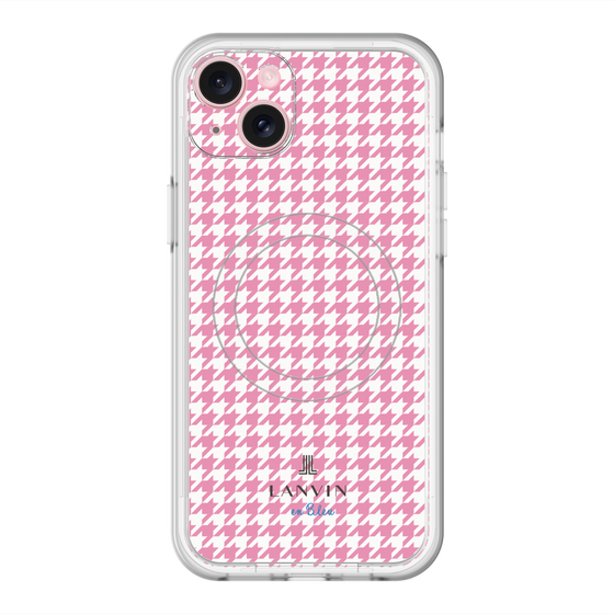 スリムプロテクションプレミアムケース with MagSafe［ Houndstooth Pattern Pink with LANVIN en Bleu logo- ランバン 千鳥格子柄 ピンク ］