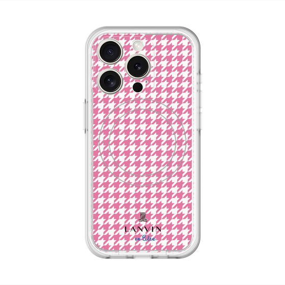 スリムプロテクションプレミアムケース with MagSafe［ Houndstooth Pattern Pink with LANVIN en Bleu logo- ランバン 千鳥格子柄 ピンク ］