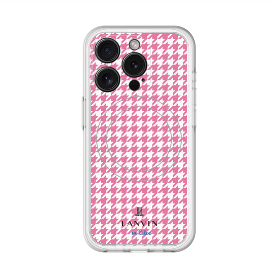 スリムプロテクションプレミアムケース with MagSafe［ Houndstooth Pattern Pink with LANVIN en Bleu logo- ランバン 千鳥格子柄 ピンク ］
