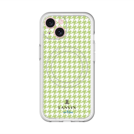 スリムプロテクションプレミアムケース with MagSafe［ Houndstooth Pattern Green with LANVIN en Bleu logo- ランバン 千鳥格子柄 グリーン ］