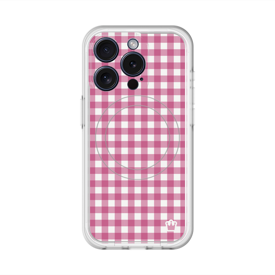 スリムプロテクションプレミアムケース with MagSafe［ Checkered Pink - ギンガムチェック ピンク ］